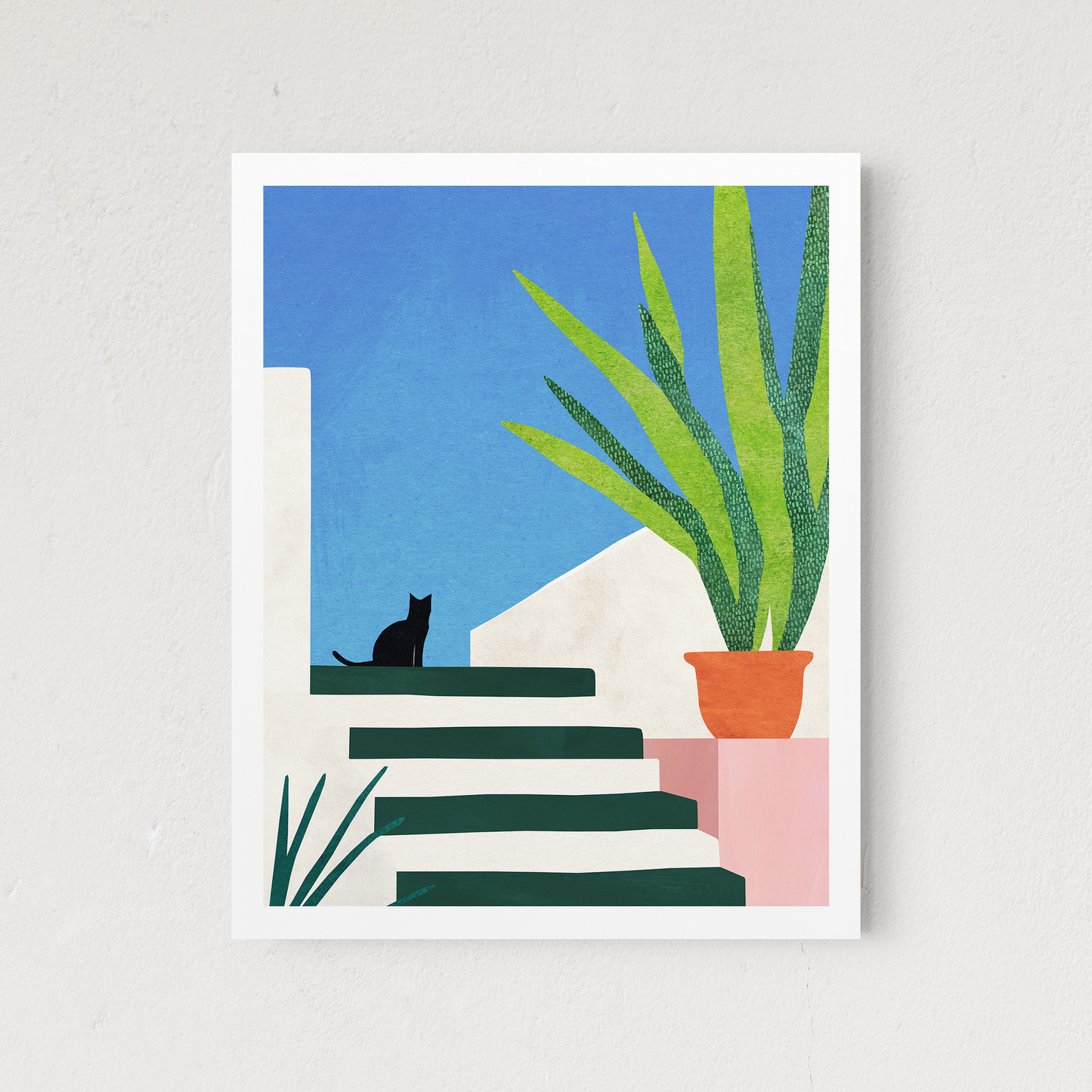A Cat On The Stairs