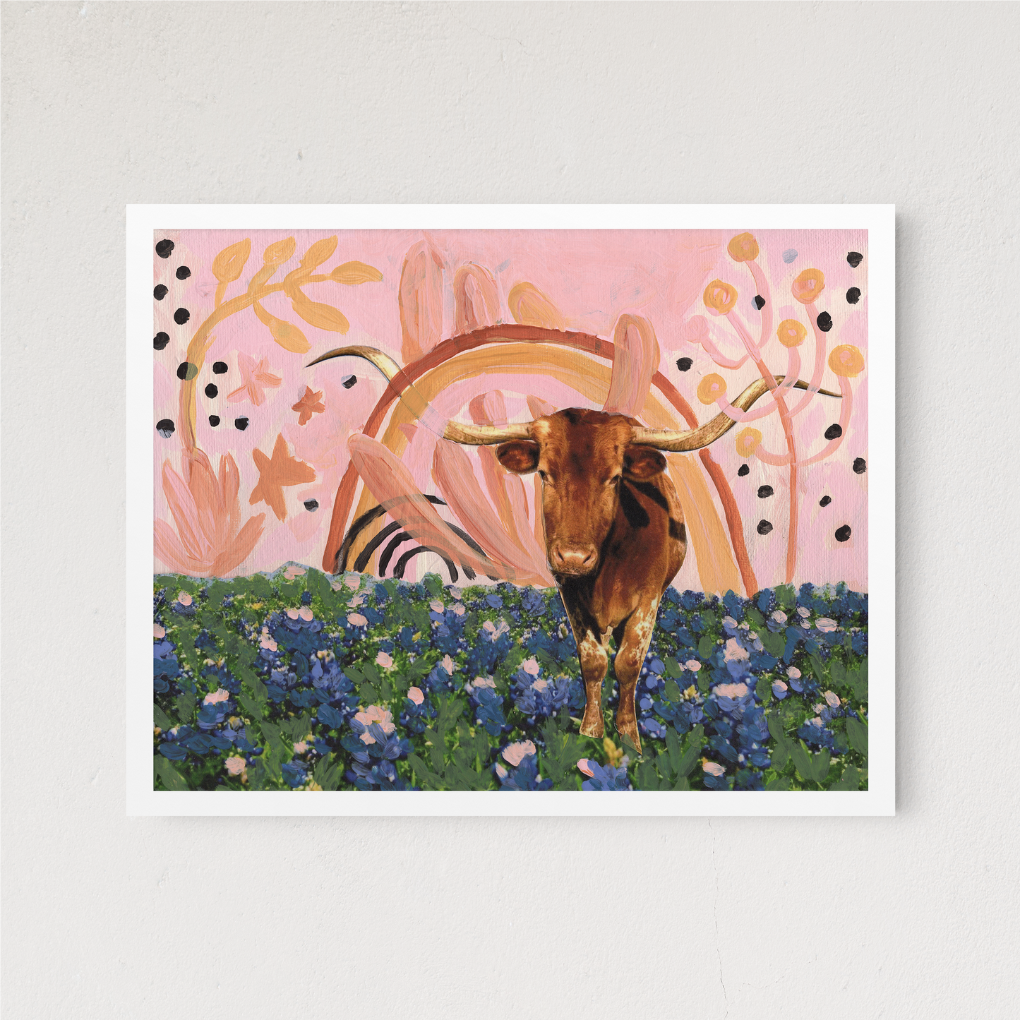 Rainbow Longhorn Mixed Media