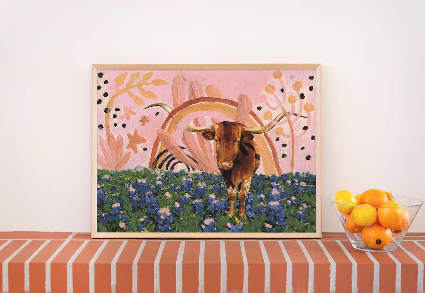Rainbow Longhorn Mixed Media